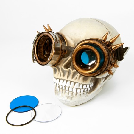 Очки Стимпанк Гогглы с монокуляром (бронза антик) F-W405