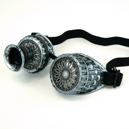 Очки Стимпанк Гогглы с монокуляром (серебро антик) F-W403