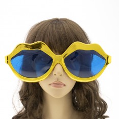 Очки Гигант Губы Металлик (золотые)