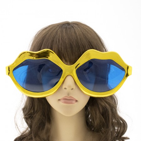 Очки Гигант Губы Металлик (золотые)