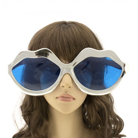 Очки Гигант Губы Металлик (серебряные)