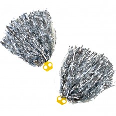 Помпоны для чирлидинга с кольцами для пальцев уп. 2 шт (серебряные)