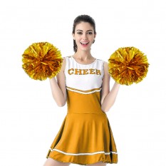 Помпон для чирлидинга Круглый с кольцами для пальцев 1шт (золотой)