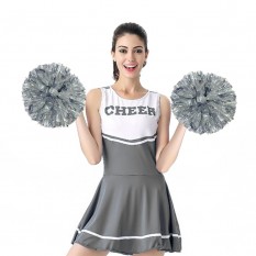 Помпон для чирлидинга Круглый с кольцами для пальцев 1шт (серебряный)