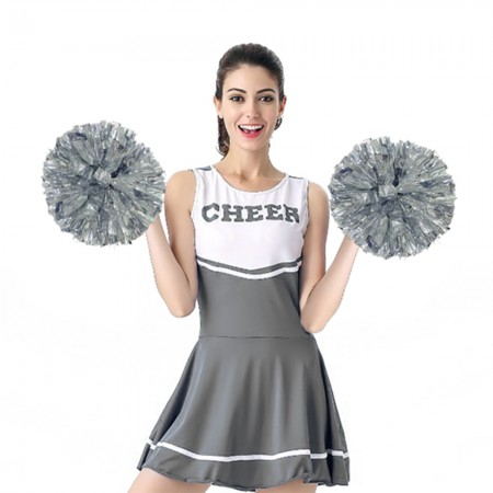 Помпон для чирлидинга Круглый с кольцами для пальцев 1шт (серебряный)