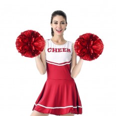 Помпон для чирлидинга Круглый с кольцами для пальцев 1шт (красный)