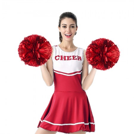 Помпон для чирлидинга Круглый с кольцами для пальцев 1шт (красный)