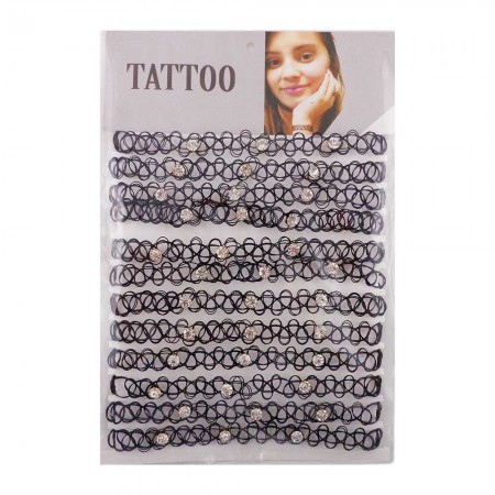 Тату чокер на шию зі стразами (уп. 12шт)