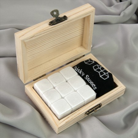 Камни для виски Stones в деревянной шкатулке (белые)