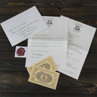 Письмо приглашение в Хогвартс с билетами на поезд