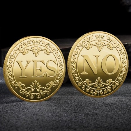 Сувенирная монета принятия решений YES/NO 3701 (золотая)