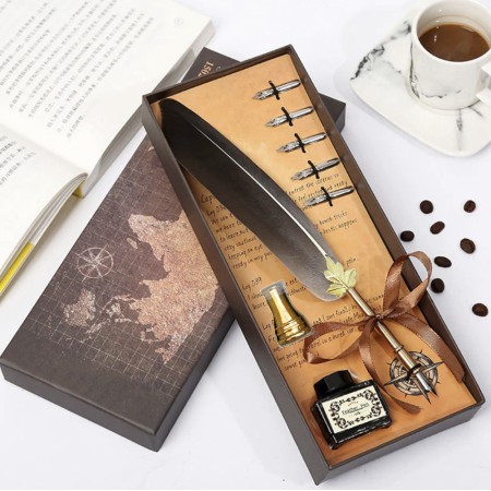 Винтажный подарочный набор для каллиграфии Ручка перьевая (серый)