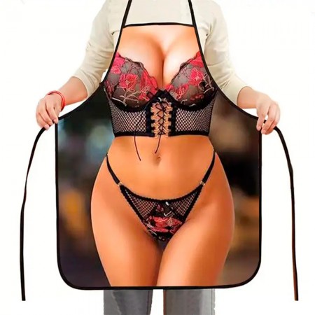 Фартук с приколом Черно-красное белье