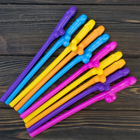 Пікантні Трубочки Віллі для коктейлів Колірови (уп. 10шт)