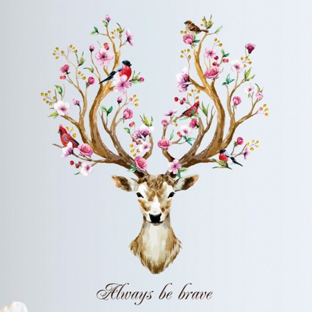 Интерьерная наклейка ZOO Олень с цветущими рогами SK9003B 90х60см