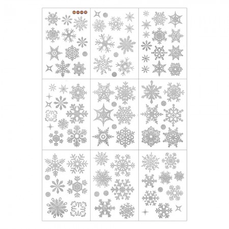 Интерьерная наклейка NG Снежинки микс серебряные JD2303 (9 листов А4)