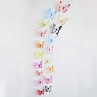 Наклейка 3D Метелики HZ-103 з червоною окантовкою (уп.18шт)