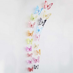 Наклейка 3D Метелики HZ-103 з червоною окантовкою (уп.18шт)