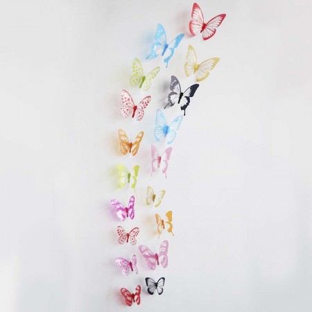 Наклейка 3D Бабочки H-Z-104 с красной окантовкой (уп.18 шт)