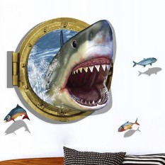 Інтер'єрна наклейка ZOO Акула в ілюмінаторі XH4275 90х60см
