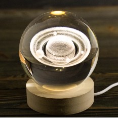 Нічник світильник 3D Кришталева куля Д8 Космос Сатурн 13410