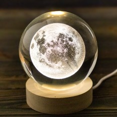 Нічник світильник 3D Кришталева куля Д8 Космос Місяць 13409