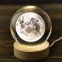 Нічник світильник 3D Кришталева куля Д8 Космос Місяць 13409