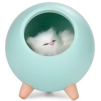 LED Нічник Сплячий кіт у будиночку (зелений)