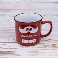 Кружка для папы Папа ты мой герой - Dad you are my hero 400 мл 12735 (красный)