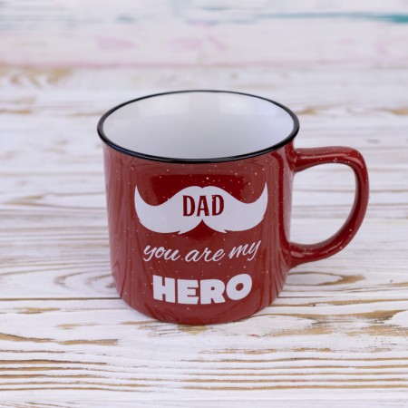 Кружка для папы Папа ты мой герой - Dad you are my hero 400 мл 12735 (красный)