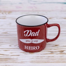 Кружка для папы Папа ты мой герой - Dad you're my hero 400 мл 12740 (красный)