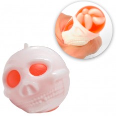 Игрушка антистресс Череп Гуманоида с червями (белый с красным)