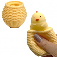 Іграшка антистрес Фуфлік Курча бежеве у кошику