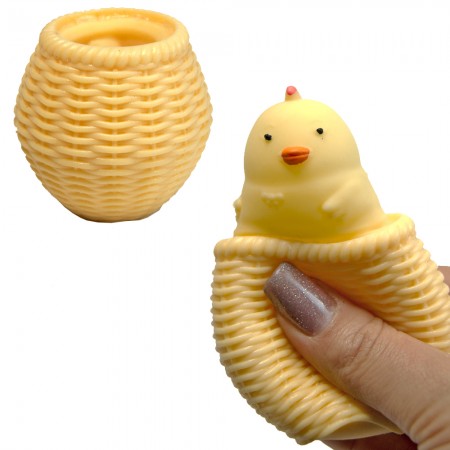 Іграшка антистрес Фуфлік Курча бежеве у кошику