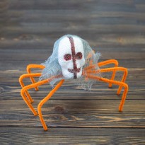 Паук готический череп 30см (оранжевый)