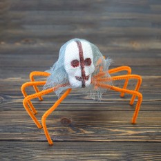 Паук готический череп 30см (оранжевый)