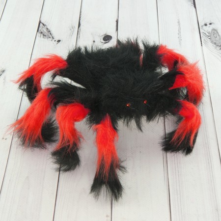 Павук з хутра 30см (чорний з червоним)