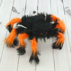 Павук з хутра 30см (чорний з помаранчевим)